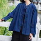 Denim Frog Buttoned Blouse
