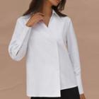 Long Sleeve V-neck Irregular-hem Shirt
