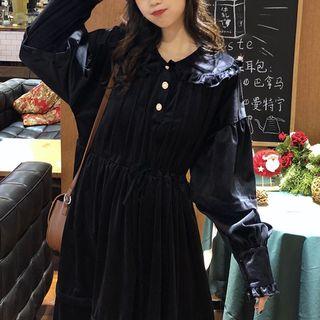Peter-pan-collar Long-sleeve Midi A-line Dress
