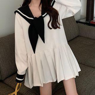 Sailor Collar Pleated Mini Dress