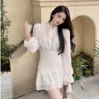 Long-sleeve Ruffle Slim-fit Mini Dress