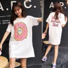 Donut Print Short Sleeve T-shirt Dress