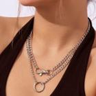 Set Of 2: Chained Necklace Set Of 2 Pcs - Silver - One Size