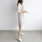 Two-tone Linen Midi Dress