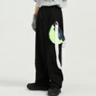 Set: Plain Wide-leg Pants + Belt Bag