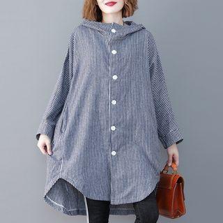 Striped Hooded Jacket Blue - One Size