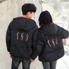 Couple Matching Cartoon Print Hooded Padded Jacket