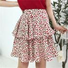 Plain Short-sleeve T-shirt / Floral Skirt