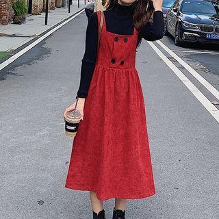 Set: Long-sleeve Turtleneck Top + Jumper Dress