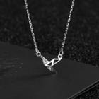 925 Sterling Silver Rhinestone Origami Crane Pendant Necklace Ns366 - Silver - One Size