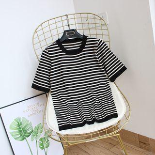 Short-sleeve Striped Knit Top (various Designs)