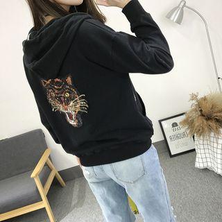 Sequined Hooded Zip Jacket