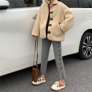 Cropped Button Detail Straight-cut Pants