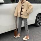 Cropped Button Detail Straight-cut Pants