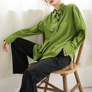 Plain Long-sleeve Shirt With Chain