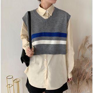 Striped Crop Knit Vest