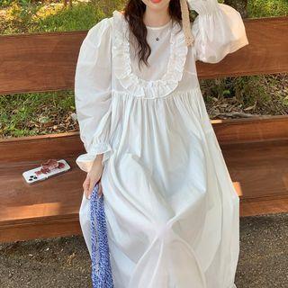 Ruffle Trim Maxi A-line Dress