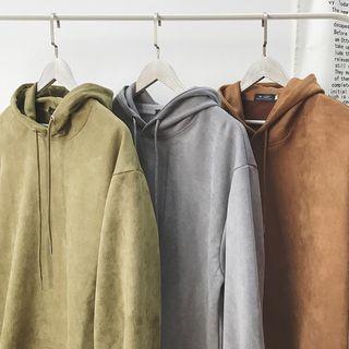 Plain Faux Suede Hoodie