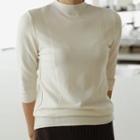 Mock-neck Punched-trim Knit Top