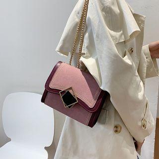 Faux Leather Two-tone Stitched Crossbody Bag