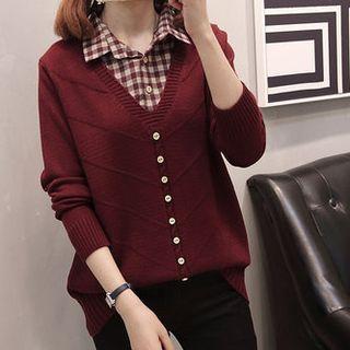 Check Panel Sweater
