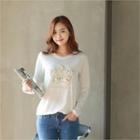 Sequined Long-sleeve T-shirt