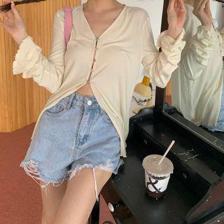 Contrast Button Knit Top