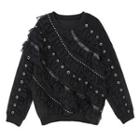 Ruffle Studded Sweatshirt Black - One Size