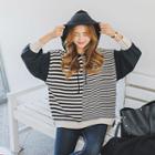 Hooded Color-block Knit Top