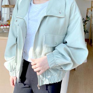 Flap-pocket Front Band-waist Jacket