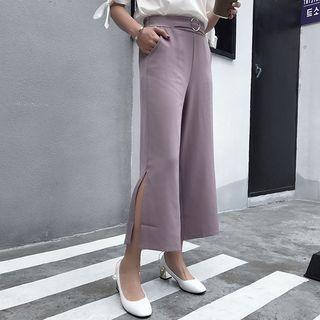 Side Slit Wide-leg Pants
