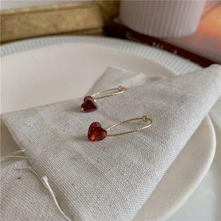 Rhinestone Heart Earring 1 Pair - 14k Gold Earring - One Size
