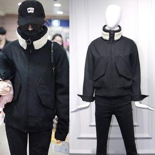 Fleece-panel Stand-collar Jacket