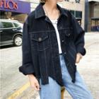 Applique Fray Hem Denim Jacket