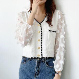 Floral-sleeve Cardigan