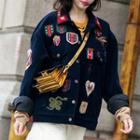 Patch Embroidered Corduroy Jacket