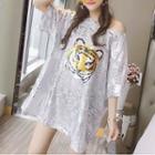 Tiger Sequined Elbow Sleeve T-shirt