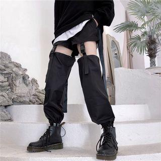 Cutout Harem Pants Black - One Size