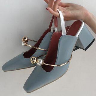 Embellished Block-heel Slingback Sandals