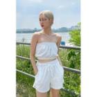 Set: Terry Tube Top + Button-side Sweatshorts