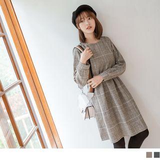 Retro High Waist Plaid A-line Dress