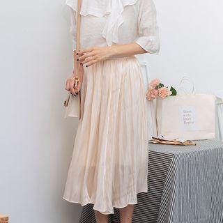 A-line Crinkle Midi Skirt Almond - One Size