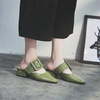Faux-leather Block Heel Mules