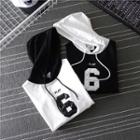 Number Panel 3/4-sleeve Hooded T-shirt