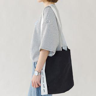 Lettering Embroidered Shopper Bag