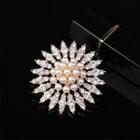 Faux Pearl Snowflake Brooch 461 - Snowflake - Faux Pearl - Silver - One Size
