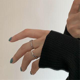 Alloy Wavy Open Ring Set Of 2 - Silver - One Size