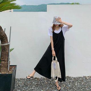 Set: Sleeveless Wide-leg Jumpsuit+ T-shirt