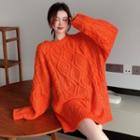 Cable-knit Sweater Tangerine - One Size