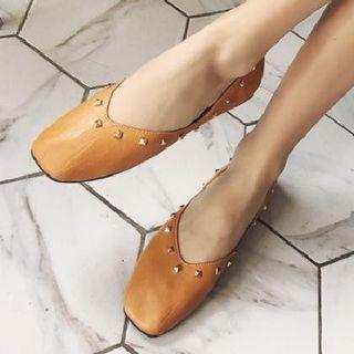 Studded Square-toe Flats